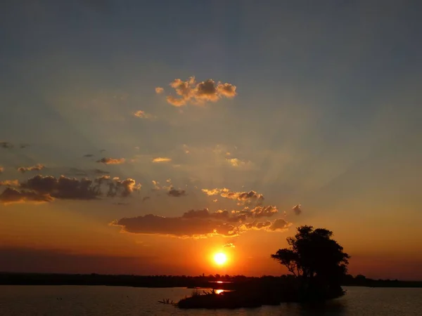 Schöner Sonnenuntergang Chobe Nationalpark Botswana — Stockfoto