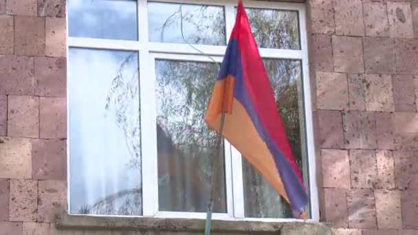 Bandera Armenia Ondeando Viento — Vídeo de stock