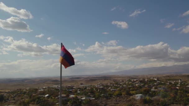 Bandeira Arménia Céu Azul — Vídeo de Stock
