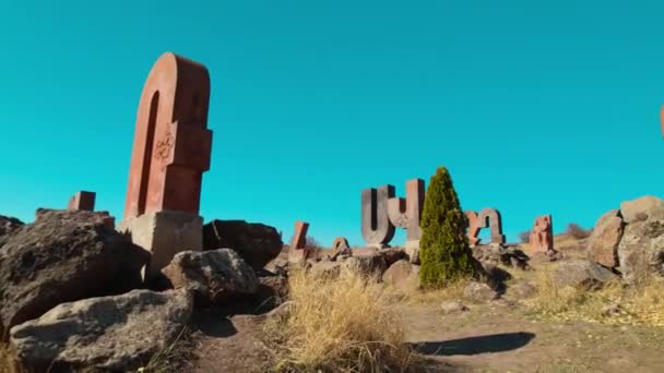 Starożytny Pomnik Alfabetu Ormiańskiego — Wideo stockowe
