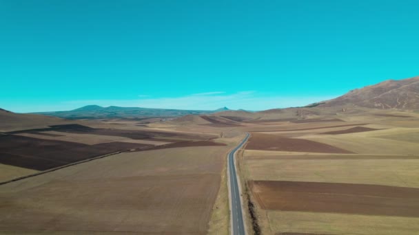 Larga Carretera Través Campos Rurales — Vídeos de Stock