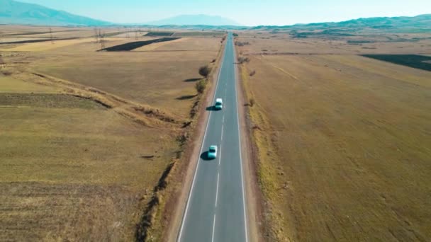 Długa Autostrada Przez Pola Wiejskie — Wideo stockowe