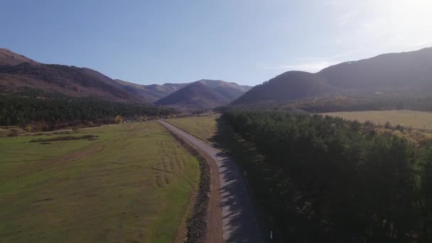 Longa Estrada Através Dos Campos Rurais — Vídeo de Stock