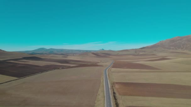 Lange Autobahn Über Ländliche Felder — Stockvideo