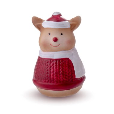 Oyuncak ayı figürü beyaz arka planda izole edilmiş. Güzel Mutlu Noeller ve Mutlu yıllar konsepti