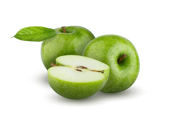 Fresh Green Apple Isolated White Background — Stock Photo, Image