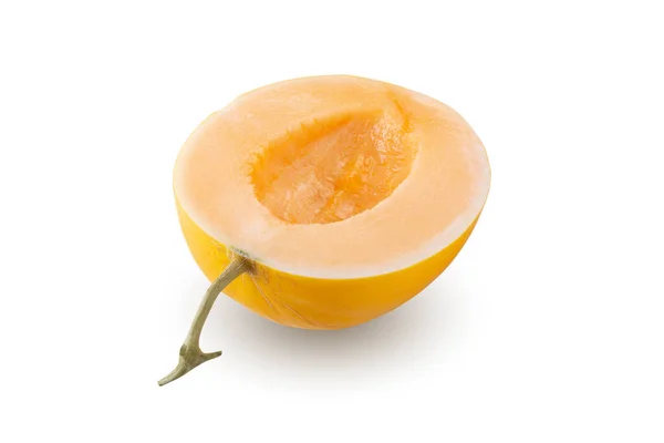 Melon Demi Jaune Isolé Sur Fond Blanc — Photo