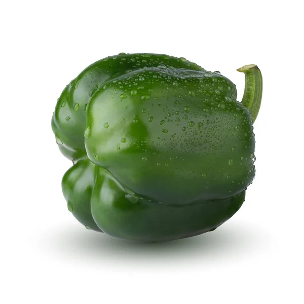 Water Droplets Green Bell Pepper Isolated White Background Stock Photo