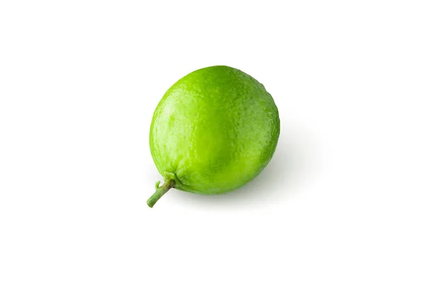 Whole Sliced Limes Sour Green Fruit Isolated White Background — Stock Photo, Image