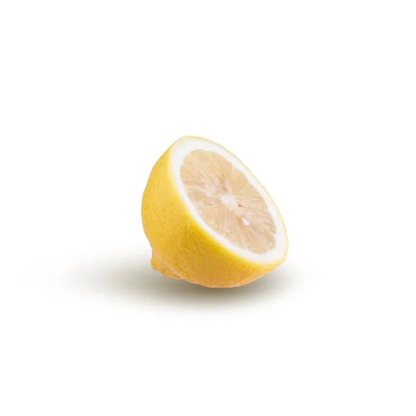 Żółta Cytryna Izolowana Białym Tle — Zdjęcie stockowe