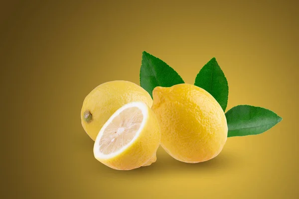 Gelbe Zitrone Isoliert Auf Gelbem Hintergrund — Stockfoto