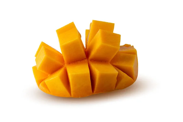 Mango Cubes Mango Slices Isolated White Background — Stock Photo, Image