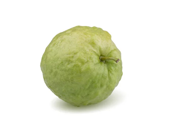 Zielona Guawa Pół Liście Białym Tle — Zdjęcie stockowe