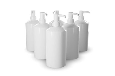 Kozmetik şişe paketi 3d tasarım elementiniz için izole edilmiş model oluşturuluyor.