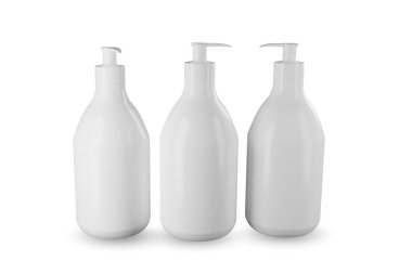 Kozmetik şişe paketi 3d tasarım elementiniz için izole edilmiş model oluşturuluyor.