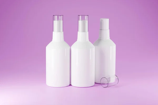 Botella Spray Blanco Con Tapa Transparente Maquillaje Blanco Para Presentación — Foto de Stock