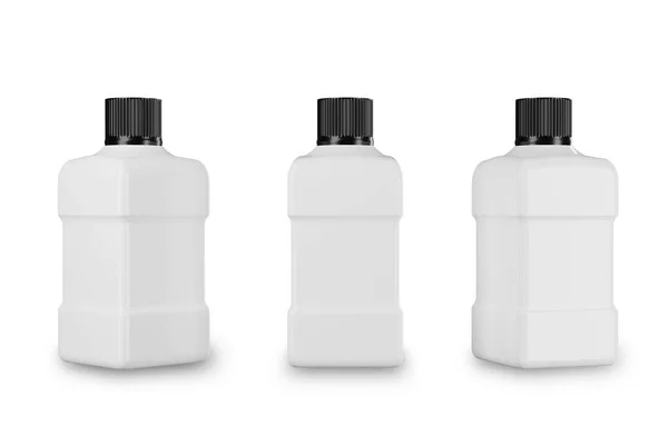 Προϊόντα Καθαρισμού Λευκές Πλαστικές Φιάλες Για Σαμπουάν Υγρό Απορρυπαντικό Πλυντηρίων — Φωτογραφία Αρχείου
