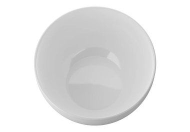 Beyaz arka planda izole edilmiş beyaz kase seti 3B görüntüleme