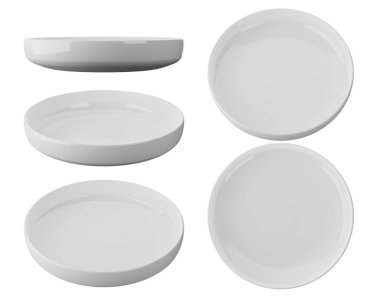 White plate isolated on white background 3D Render