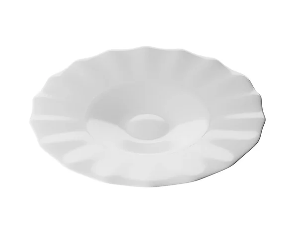 Λευκό Πιάτο Που Απομονώνεται Λευκό Φόντο Render — Φωτογραφία Αρχείου