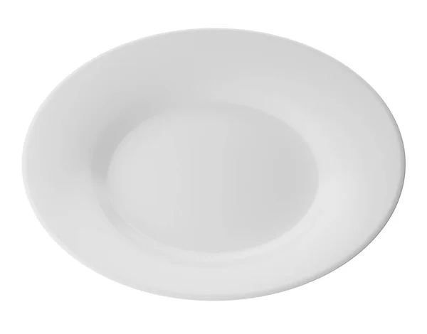 Λευκό Πιάτο Που Απομονώνεται Λευκό Φόντο Render — Φωτογραφία Αρχείου