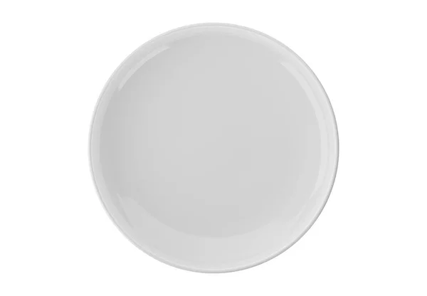 Weiße Platte Isoliert Auf Weißem Hintergrund Draufsicht Render — Stockfoto