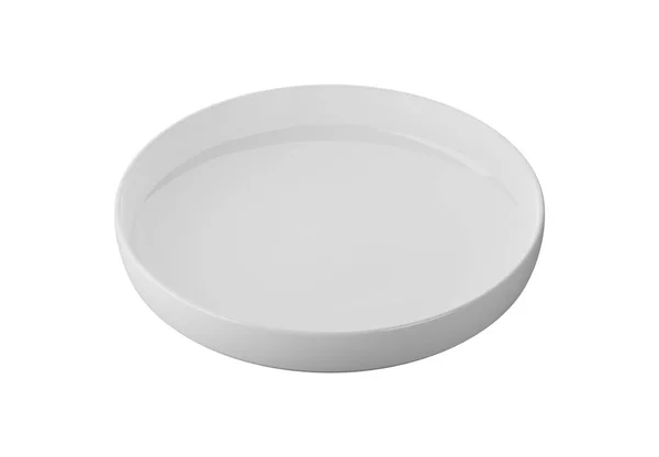 White Plate Isolated White Background Render — Foto de Stock