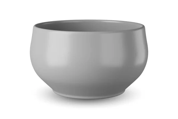白色背景下的灰色碗3D渲染 — 图库照片
