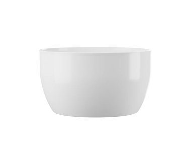 Beyaz arka planda izole edilmiş beyaz kase seti 3B görüntüleme