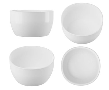 Set of white bowl isolated on white background 3D rendering