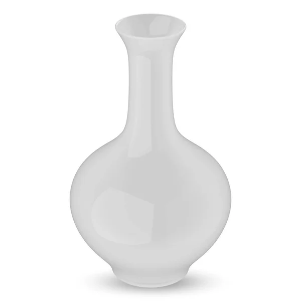 白色陶瓷花瓶 白色底座 3D渲染 — 图库照片