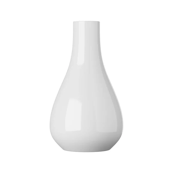 Bílá Keramická Váza Izolované Bílém Pozadí Vykreslování — Stock fotografie
