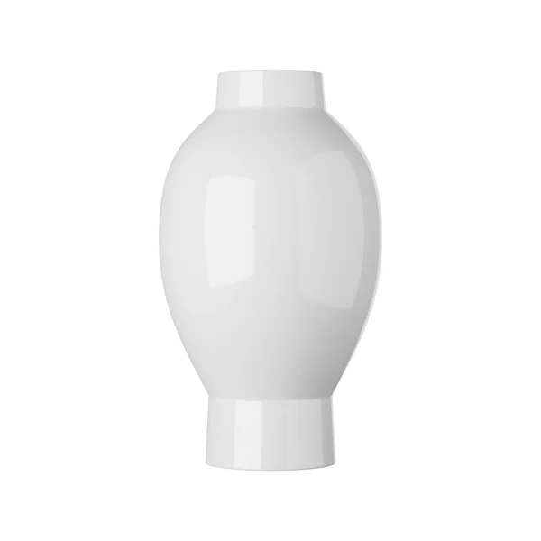 Bílá Keramická Váza Izolované Bílém Pozadí Vykreslování — Stock fotografie