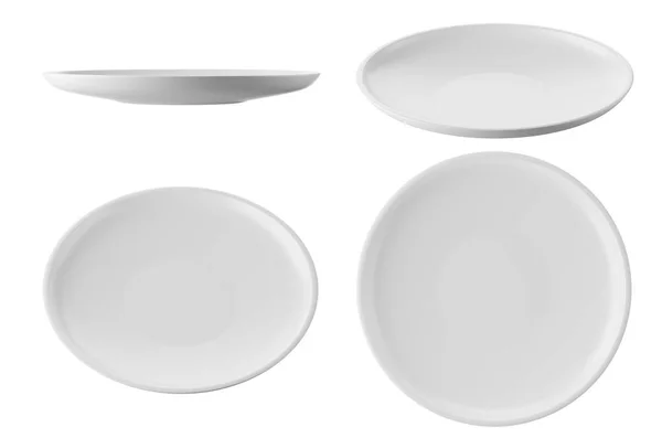 Set White Plate Isolated White Background Render — Stok fotoğraf