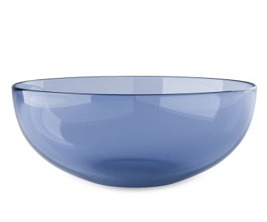 Alfa arka planında izole edilmiş boş mavi cam kase. 3B görüntüleme