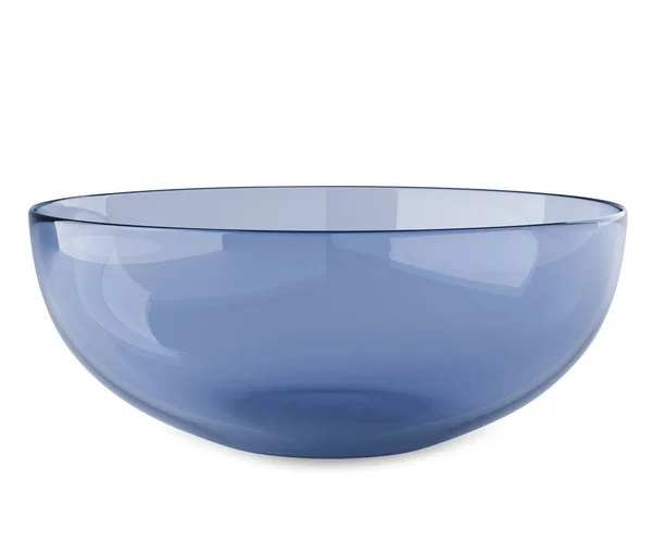 Empty Blue Glass Bowl Isolated Alpha Background Rendering — Stock Photo, Image