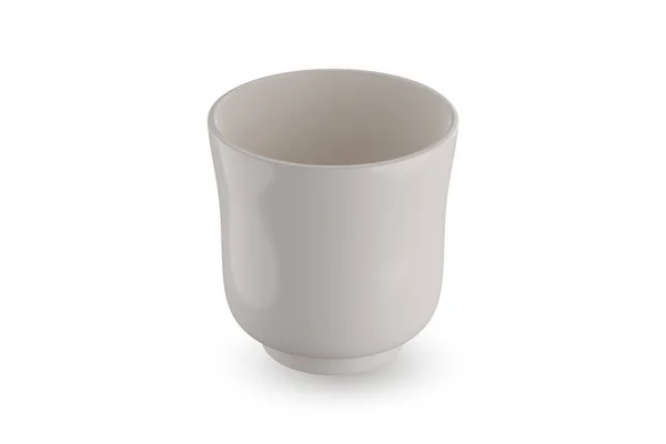 Tigela Cerâmica Branca Caneca Sobre Fundo Branco Renderização — Fotografia de Stock