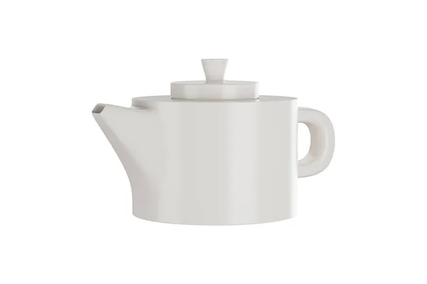 Tea Pot Set Realistic Design Hot Beverage Drink Isolated White — 스톡 사진