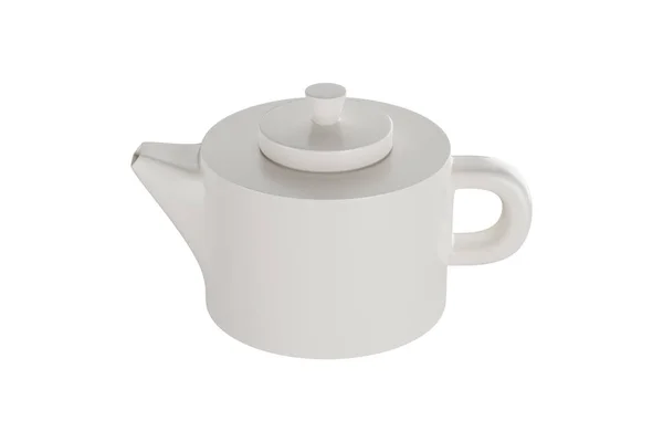 Tea Pot Set Realistic Design Hot Beverage Drink Isolated White — 스톡 사진