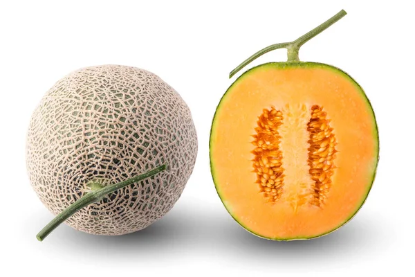 Kantaloupe Melon Isolerad Vit Bakgrund — Stockfoto