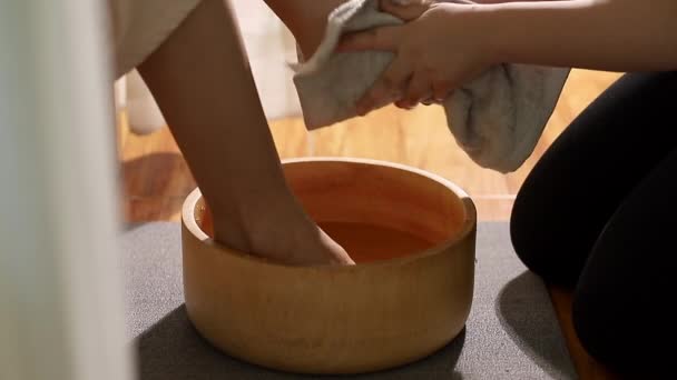 Washing Feet Spa Treatment Spa Products Foot Spa Women Hand — стоковое видео