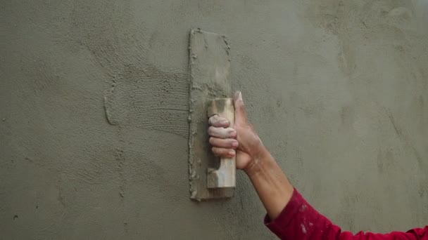 Plasterer Applies Plaster Wall Spatula — Wideo stockowe