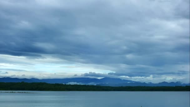 Time Lapse Clouds Moving Sky Kiew Kor Mah Reservoir Ban — Stock Video
