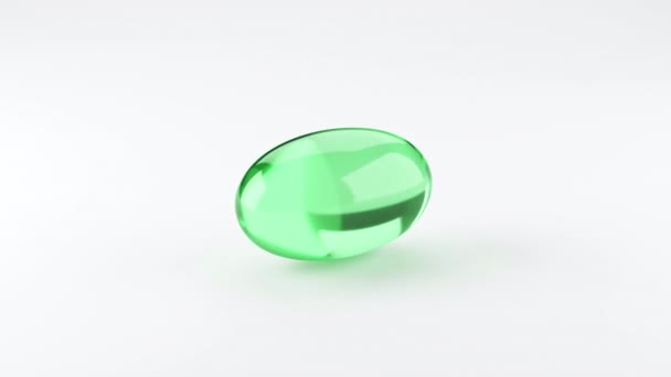 Green Soft Gelatin Capsules Containing Oily Drugs Nutritional Supplements Vitamin — Wideo stockowe