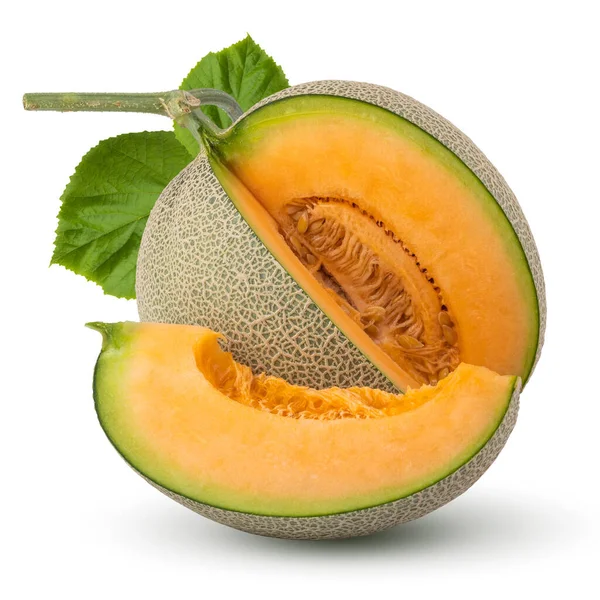 Cantaloupe Meloen Geïsoleerd Witte Achtergrond — Stockfoto