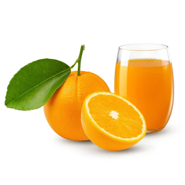 Fresh Orange Juice Orange Fruit Isolated White Layer Background — Fotografia de Stock