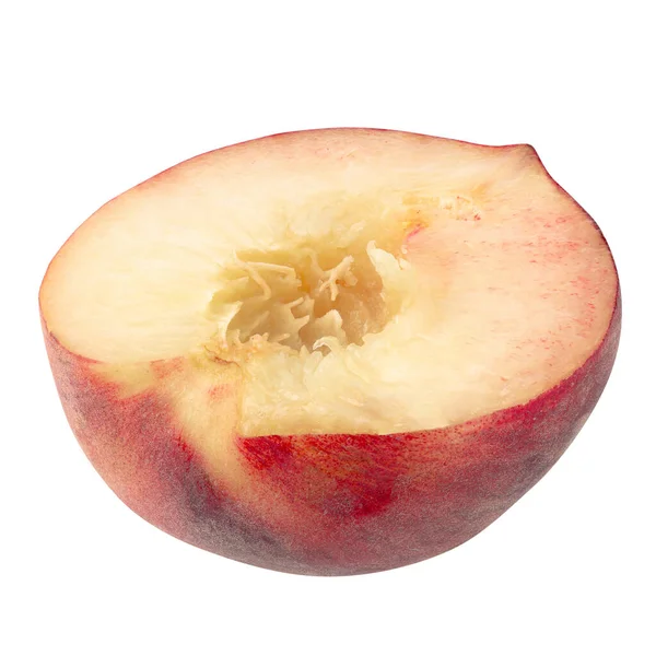 Half and slice peaches isolated over alpha background.