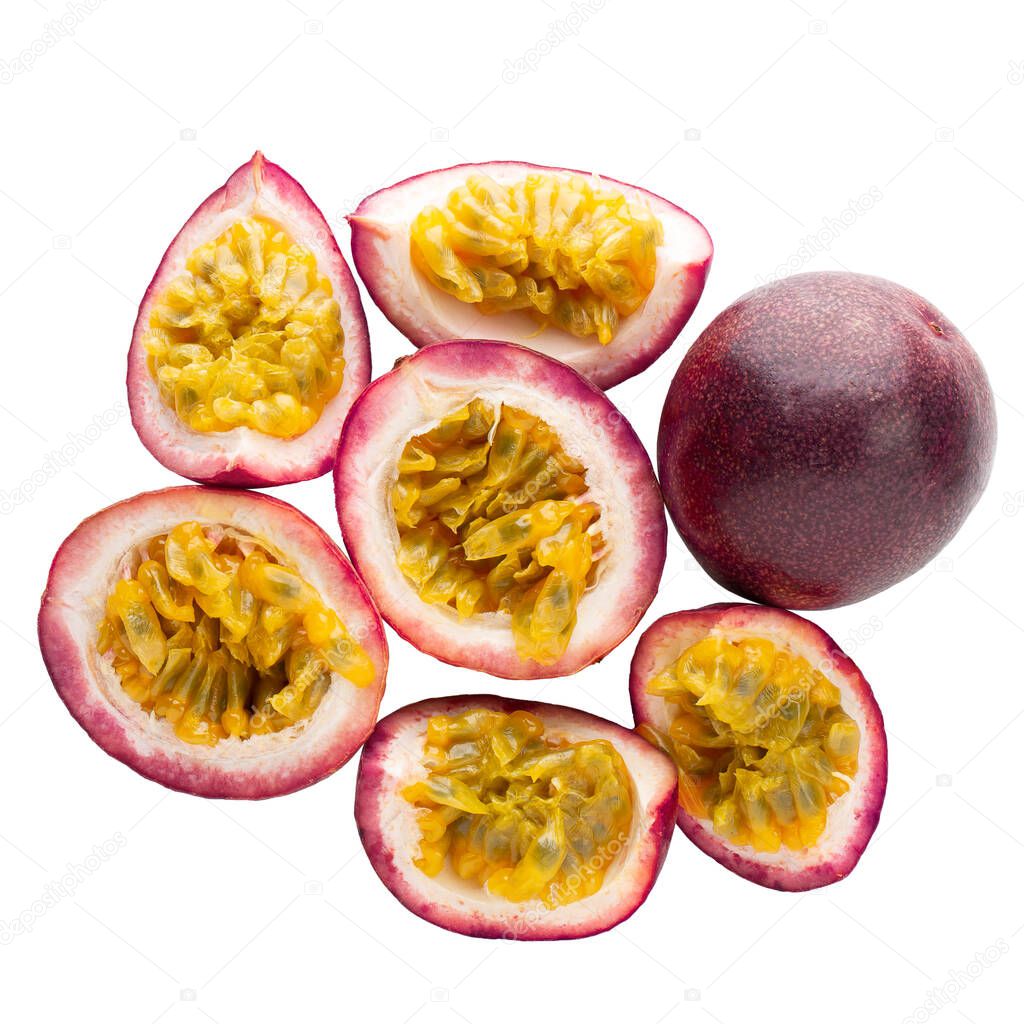 Fresh passion fruit isolated on a white background.
