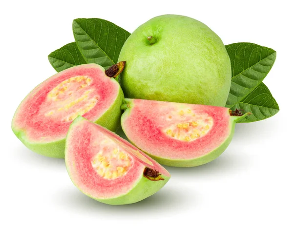 Guava Είναι Ένα Τροπικό Φρούτο Ροζ Ζουμερή Σάρκα Και Ένα — Φωτογραφία Αρχείου