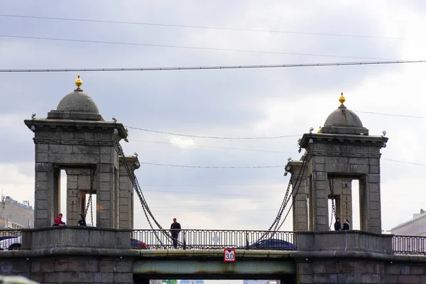 2021 Rusya Petersburg Lomonosov Köprüsü Mimarlık Fontanka Nehir Dolgusu — Stok fotoğraf